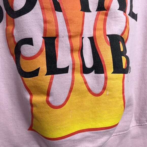 Anti Social Social Club Hoodie Small Pink Spellout Pull Over Streetwear Flames - Picture 8 of 11